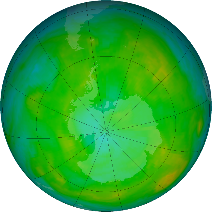 Antarctic ozone map for 05 January 1981